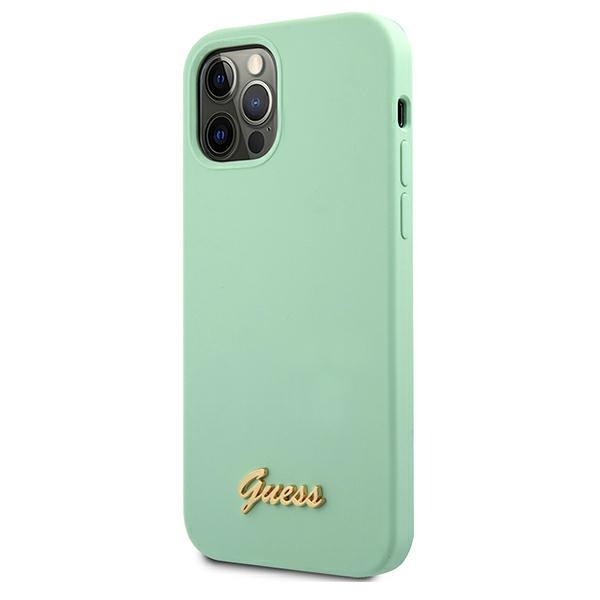 Guess GUHCP12MLSLMGGN iPhone12/12 Pro 6,1" zielony/green hardcase Metal Logo Script