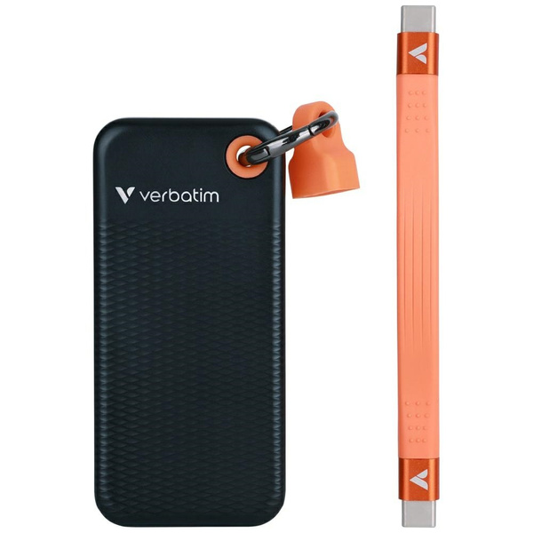 Dysk Zewnętrzny Verbatim Pocket SSD 2TB  - brelok do kluczy z kablem USB-C 3.2 gen.2 czarno-pomarańczowy/black-orange 32197