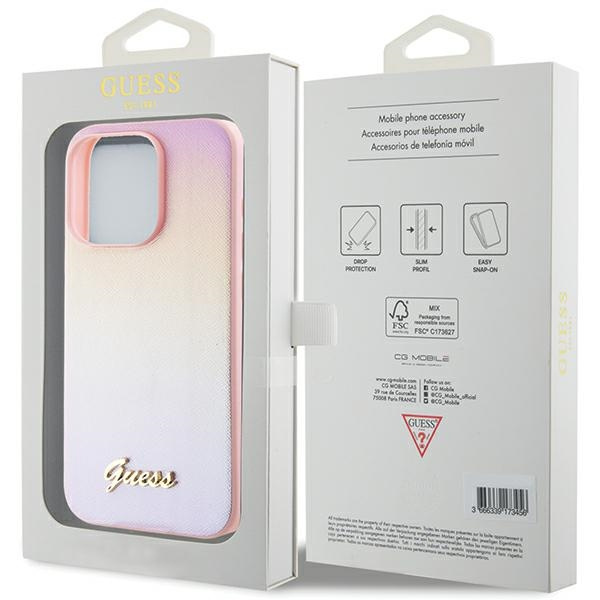 GUESS GUHCP15LPSAIRSP IPHONE 15 PRO 6.1 "PINK/PINK HARDCASE SAFFIANO IRIDESCENT SCRIPT