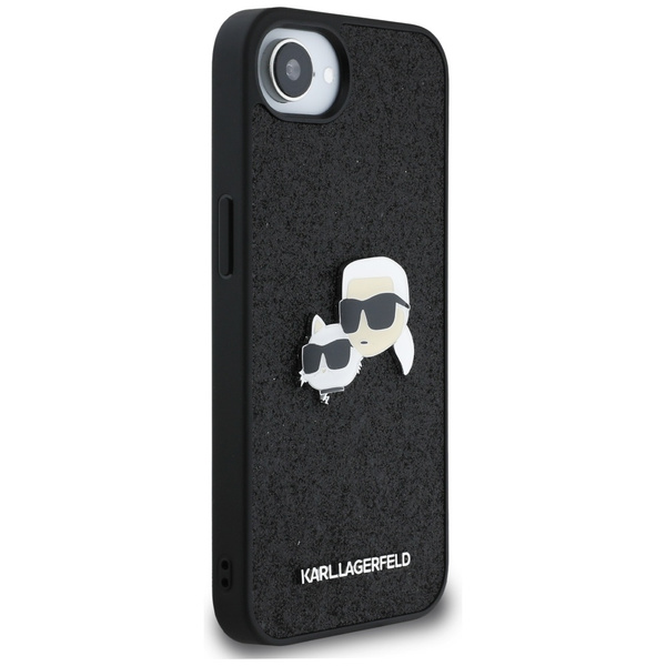 Etui Karl Lagerfeld Fixed Glitter        Karl&Choupette Heads Metal Pin do iPhone 16e czarny