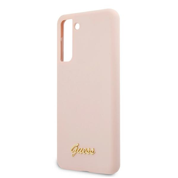 Guess GUHCS21MLSLMGLP S21+ G996różowy/pink hardcase Silicone Script Metal Logo