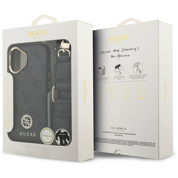 Etui Guess 4G Strass Logo & Big Strap    Metal Buttons MagSafe do iPhone 17 czarny