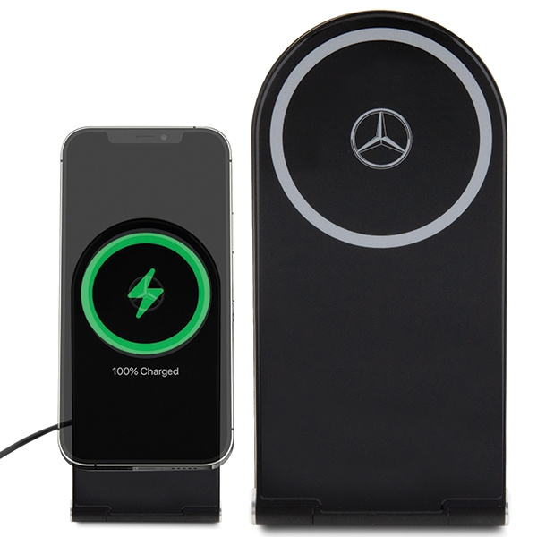 Ładowarka indukcyjna Mercedes Silver Stars MagSafe składana 2w1 15W - czarna