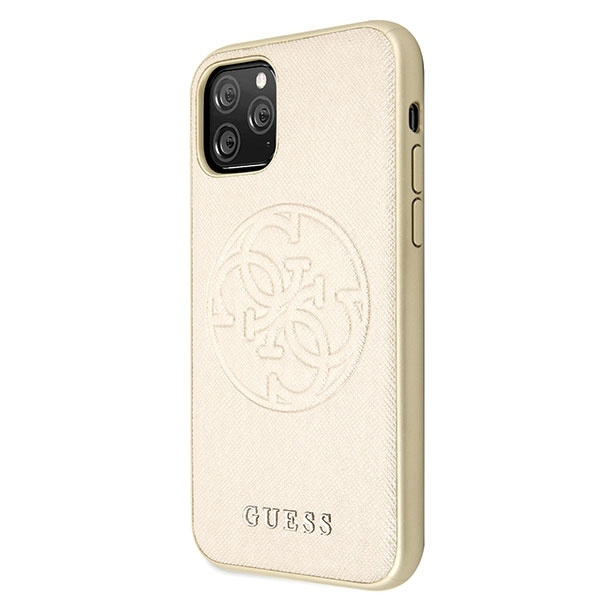 Guess GUHCN65RSSASGO iPhone 11 Pro Max złoty/gold hard case Saffiano 4G Circle Logo