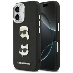 Etui Karl Lagerfeld FW Grained Karl &    Choupette Heads Pins & Logo do iPhone 17 czarny