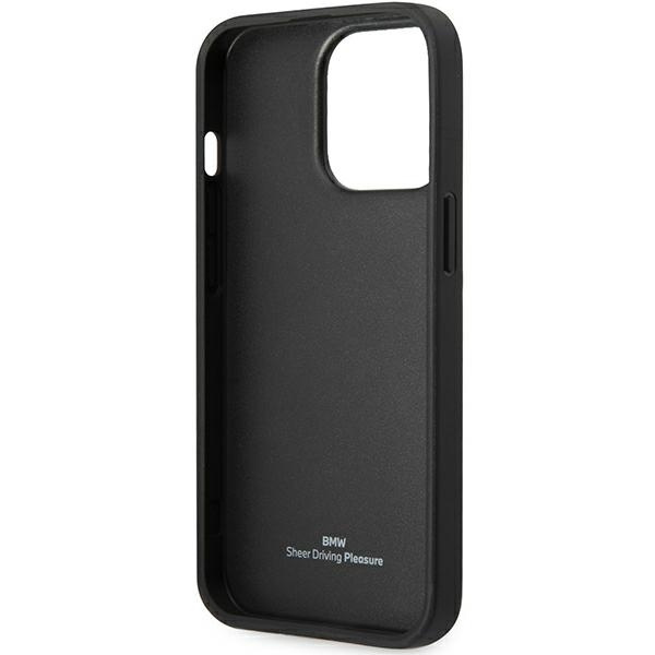 Etui BMW Leather Blue Dots na iPhone 14 Pro - czarne