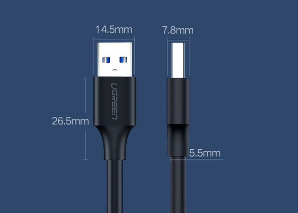 Ugreen cable USB 2.0 cable (male) - USB 2.0 (male) 2 m black (US128 10311)