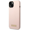 Guess GUHMP14MSBPLP iPhone 14 Plus/ 15 Plus 6.7" różowy/pink hard case Silicone Logo Plate MagSafe
