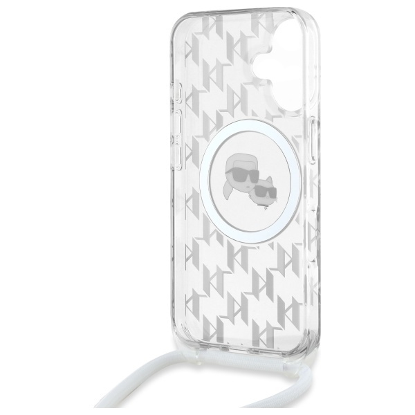 Karl Lagerfeld KLHMP16SHCKCKLCT iPhone    16 6.1" transparent hardcase IML Crossbody Monogram Karl & Choupette Head MagSafe