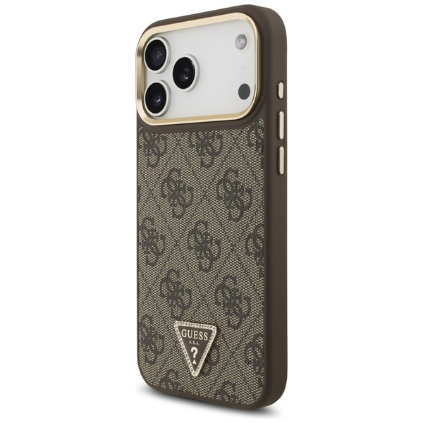 Etui Guess 4G Triangle Logo MagSafe do   iPhone 17 Pro Max brązowy złoty