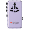 Verbatim Adapter podróżny EU/UK/US GaN   1xUSB-C/1xUSB-A/2xUSB-C PD 70W fioletowy 30188