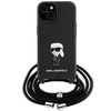 Etui Karl Lagerfeld Crossbody Saffiano Monogram Metal Pin Karl & Choupette na iPhone 15 - czarne