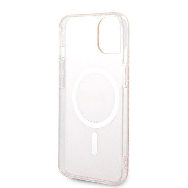 Zestaw Guess GUBPP14MH4EACSP Case+ Charger iPhone 14 Plus / 15 Plus 6.7" różowy/pink hard case 4G Print MagSafe