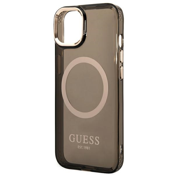 Guess GUHMP14MHTCMK iPhone 14 Plus / 15 Plus 6.7" czarny/black hard case Gold Outline Translucent MagSafe