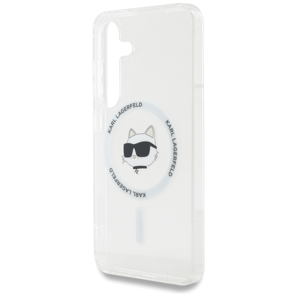 Etui Karl Lagerfeld Button Choupette     Head Printed Logo MagSafe do Samsung Galaxy S25+ biały