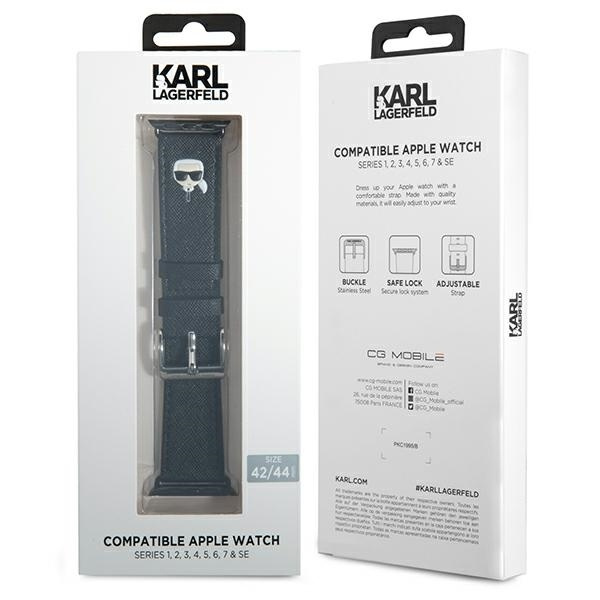 Karl Lagerfeld KLAWLOKHK Apple Watch 42/44 / 45mm black / black strap Saffiano Karl Heads