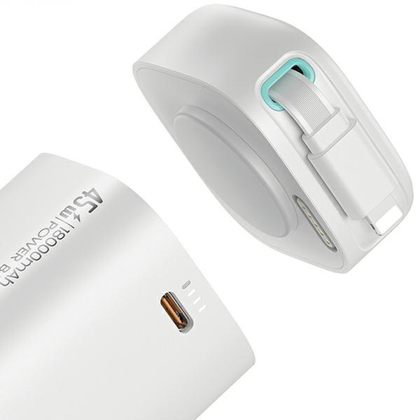 USAMS Powerbank ze zwijanym kablem Retractable Lightning 18000 mAh PD45W Fast Charge XMF Series czarny/black 20KCD21701 (US-CD217)