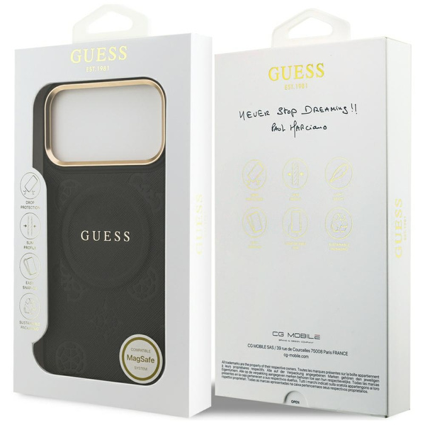 Etui Guess Peony Hot Stamp MagSafe do    iPhone 17 Pro Max czarny