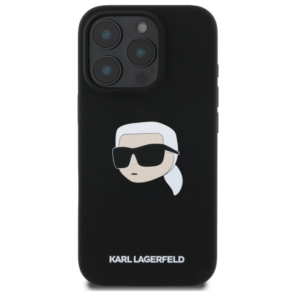 Karl Lagerfeld KLHMP16LSKHPPLK iPhone 16 Pro czarny/black HC MagSafe Sil KL Head Print