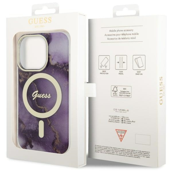 Guess GUHMP14LHTMRSU iPhone 14 Pro 6.1"purpurowy/purple hardcase Golden Marble MagSafe