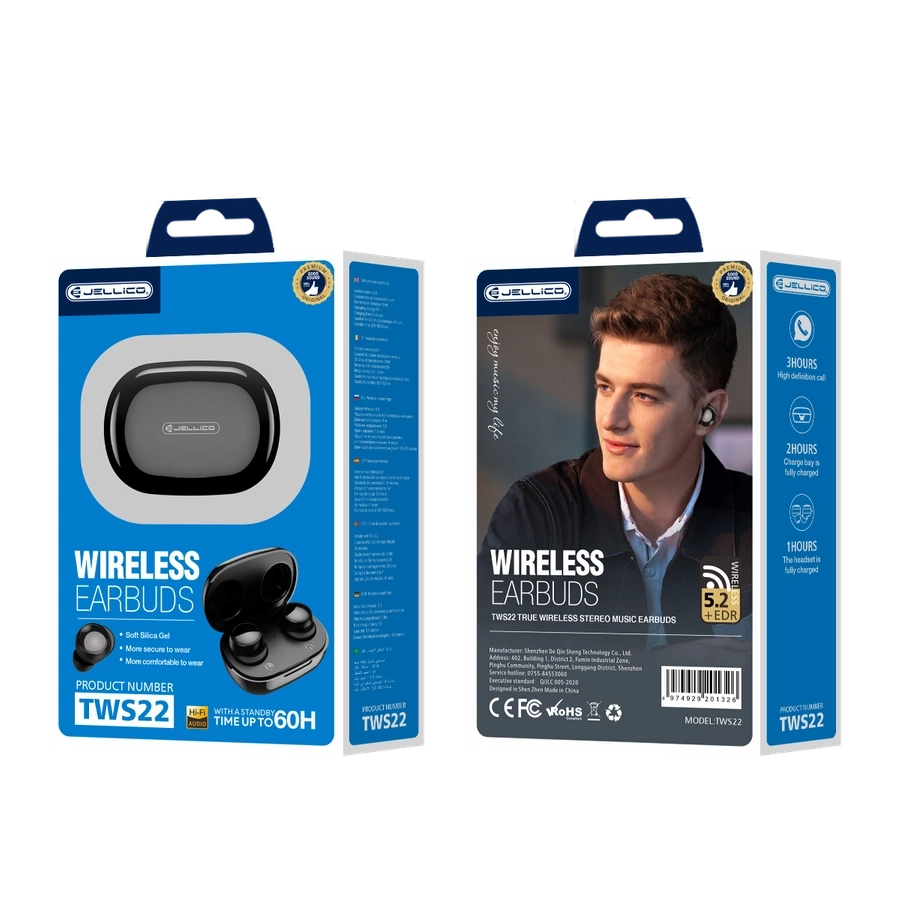 JELLICO wireless earphones TWS22 Black EAN: 6974929203696 monstelo