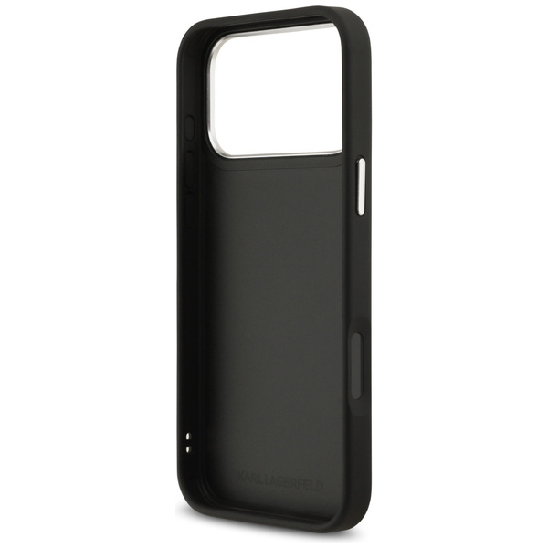 Etui Karl Lagerfeld FW Grained Karl &    Choupette Heads Pins & Logo do iPhone 17 Pro Max czarny
