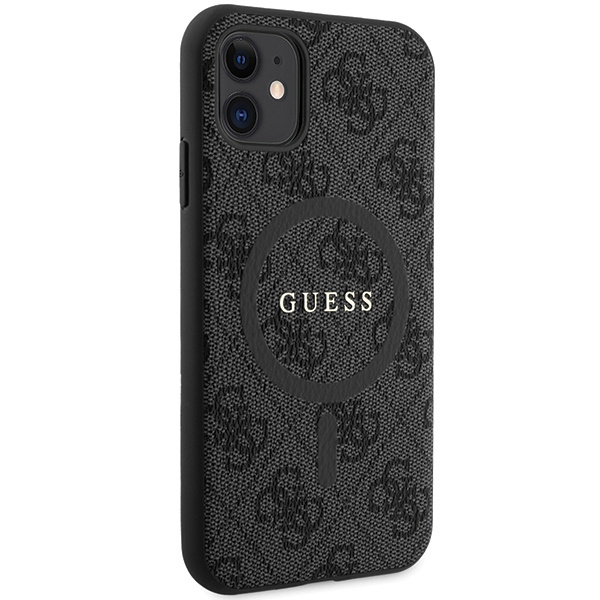 GUESS GUHMN61G4GFRK IPHONE 11 6.1 " / XR BLACK / BLACK HARDCASE 4G COLLECTION LEATHER METAL LOGO MAGSAFE