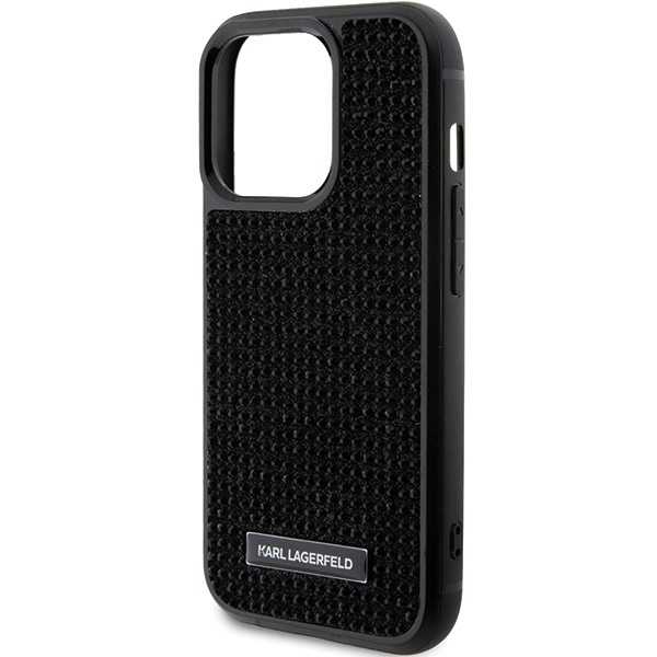 Etui Karl Lagerfeld Rhinestone Logo Metal Plate do iPhone 15 Pro - czarne