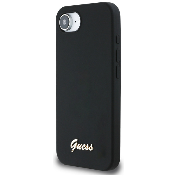 Etui Guess Silicone Script Metal Logo    MagSafe do iPhone 16e czarny