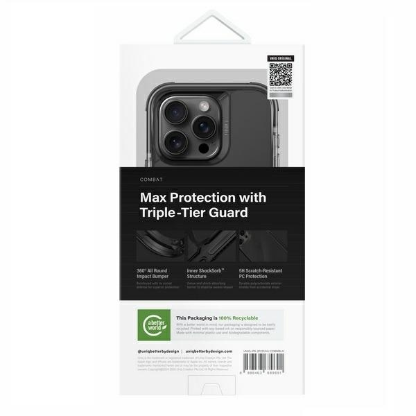 UNIQ etui Combat iPhone 16 Pro 6.3" Magclick Charging czarny/carbon black