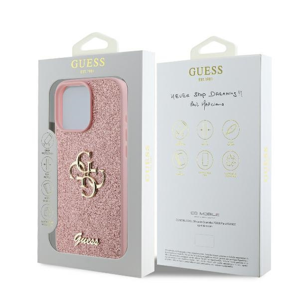 Guess GUHCP16LHG4SGP iPhone 16 Pro 6.3" różowy/pink hardcase Fixed Glitter Big 4G