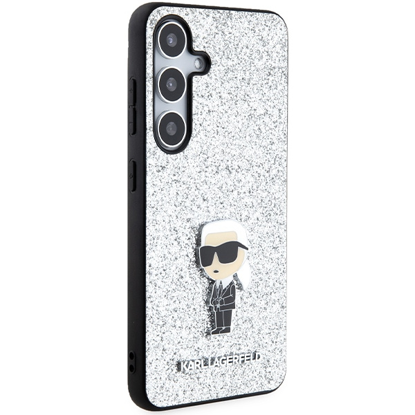 KARL LAGERFELD KLHCS24MGCNPSG S24+ S926 SREBRNY/SILVER HARDCASE FIXED GLITTER IKONIK LOGO PIN