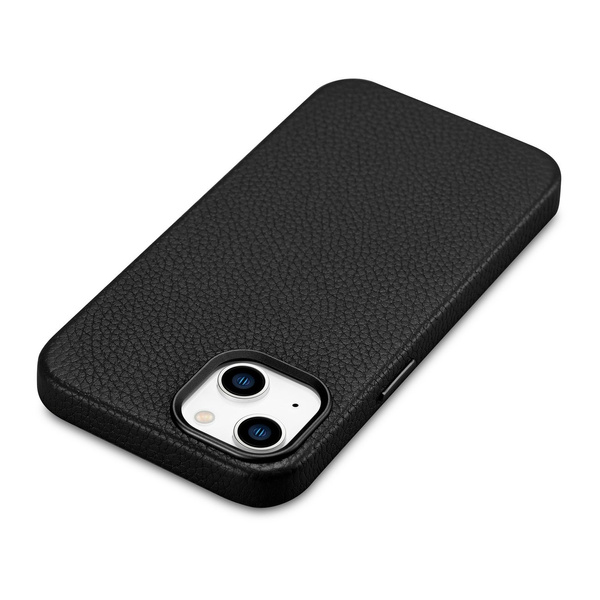 iCarer Litchi Premium Leather Case skórzane etui iPhone 14 Plus magnetyczne z MagSafe czarny (WMI14220711-BK)