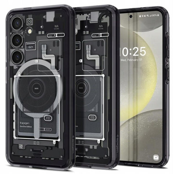 Etui Spigen Ultra Hybrid OneTap Ring z MagSafe na Samsung Galaxy S24 - przezroczyste (wzór Zero One)