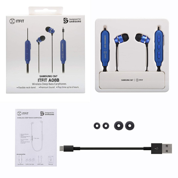 BEZPRZEWODOWY ZESTAW SŁUCHAWKOWY BLUETOOTH SAMSUNG A08B GP-OAU019SABLW NIEBIESKI  PUDEŁKO