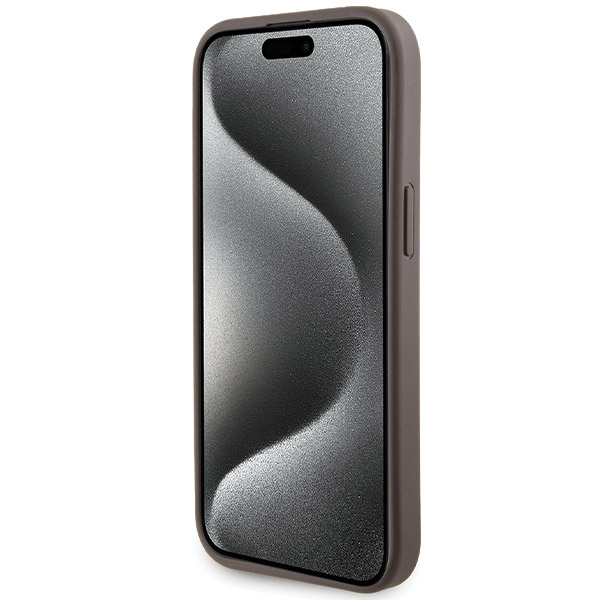 Guess GUHCP15SPGS4TDW iPhone 15 / 14 / 13 6.1" brązowy/brown hardcase Grip Stand 4G Triangle Strass