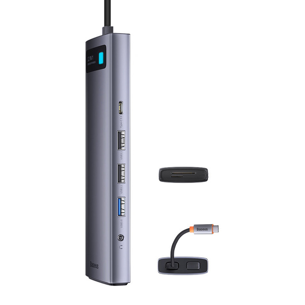 BASEUS METAL GLEAM MULTI-FUNCTIONAL HUB USB TYPE C 12IN1 HDMI / DP / USB TYPE C / MINIJACK 3.5MM / RJ45 / SD (WKWG020213)