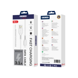 JELLICO kabel KDS-32 Micro USB 3.1A 2M Biały