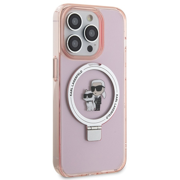 Karl Lagerfeld KLHMP15LHMRSKCP iPhone 15 Pro 6.1" pink/pink hardcase Ring Stand Karl&amp;Choupette MagSafe