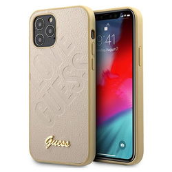 GUESS GUHCP12LPUILGLG IPHONE 12 PRO MAX 6,7" ZŁOTY/GOLD HARDCASE IRIDESCENT LOVE SCRIPT GOLD LOGO