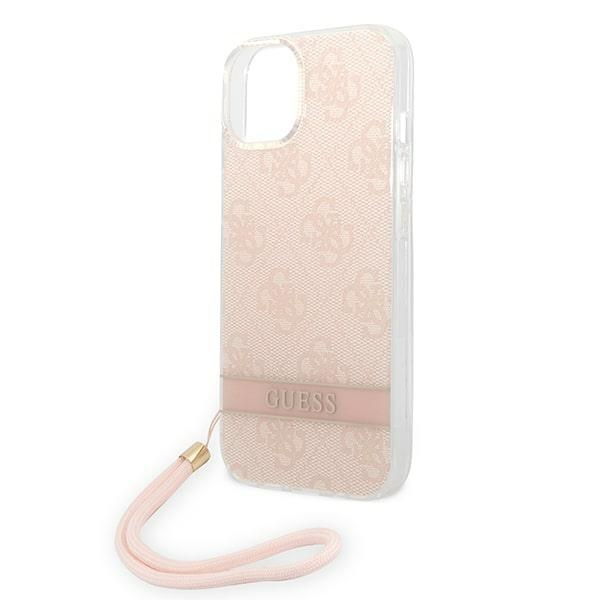 Guess GUOHCP14MH4STP iPhone 14 Plus / 15 Plus 6.7" różowy/pink hardcase 4G Print Strap