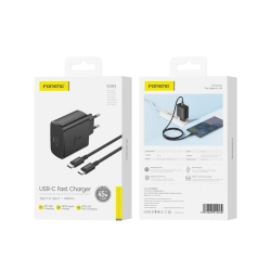 FONENG ładowarka sieciowa EU62 GaN PD 45W 1xUSB-C + kabel USB-C - USB-C Czarny