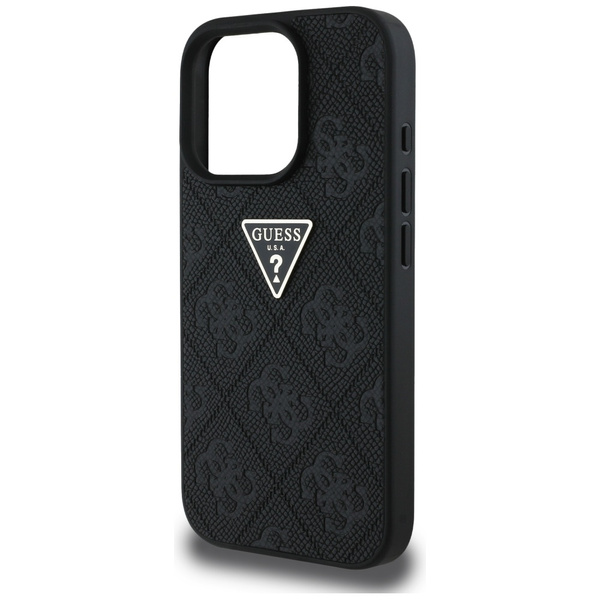 Etui Guess Hot Stamp 4G Pattern Triangle Metal Logo do iPhone 16 Pro czarny