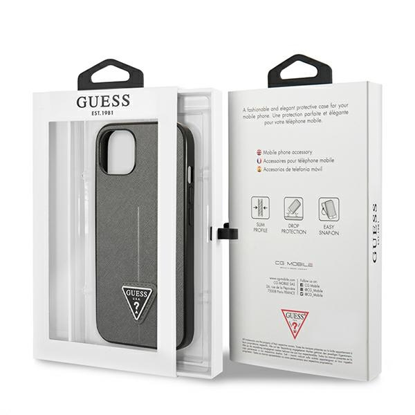Guess GUHCP13MPSATLG iPhone 13 / 14 / 156.1" srebrny/silver hardcase SaffianoTriangle Logo
