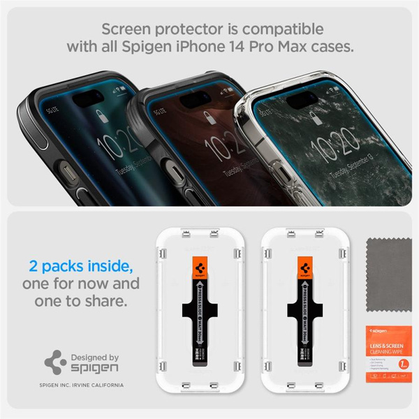 Szkło hartowane Spigen Glas.tR EZ Fit na iPhone 14 Pro Max - 2 szt.