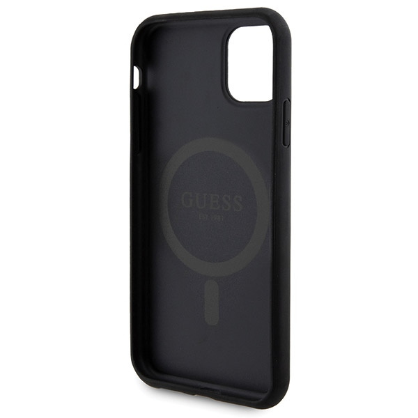 Zestaw Guess GUBPM5N614GEMGK iPhone11 6.1" hardcase + Powerbank 5000mAh MagSafe czarny/black 4G Metal Logo