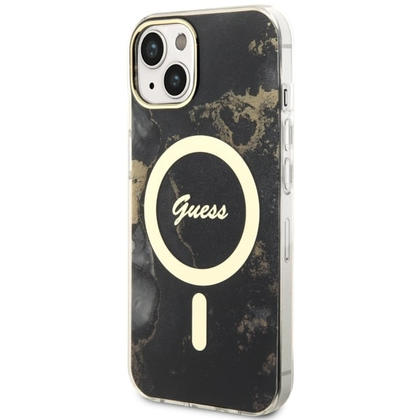 Guess GUHMP14MHTMRSK iPhone 14 Plus/ 15 Plus 6.7" czarny/black hardcase Golden Marble MagSafe