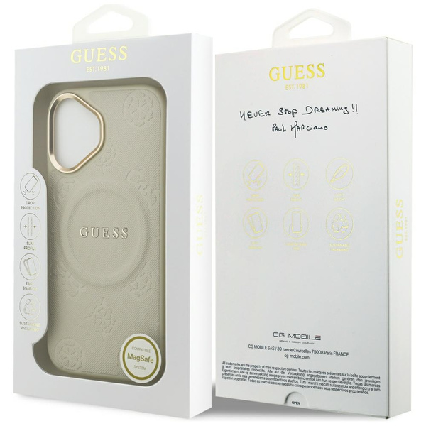 Etui Guess Peony Hot Stamp MagSafe do    iPhone 17 beżowy