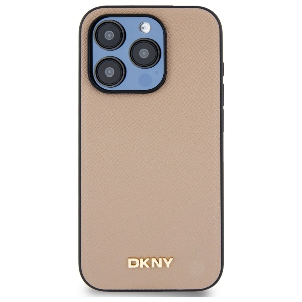 DKNY DKHMP15XPGHLME iPhone 15 Pro Max    6.7" beżowy/beige hardcase Grained Metal Logo MagSafe