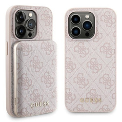 Zestaw Guess GUBPM5P15L4GEMGP iPhone15 Pro 6.1" hardcase + Powerbank 5000mAh MagSafe różowy/pink 4G Metal Logo